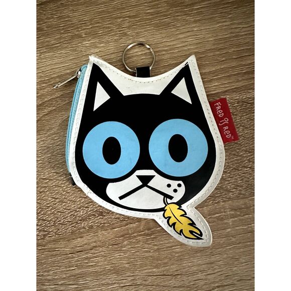 Vintage Y2k Rare Fred Is Red Bad Kitty Black Cat Coin Purse Keychain Keyring - Picture 3 of 6